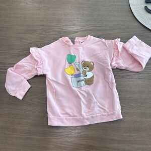 Moschino Pink Kids Sweatshirt with Teddy Bear and Balloons